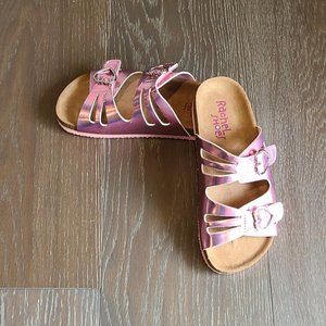 Pink Holographic Slide Sandals - girls